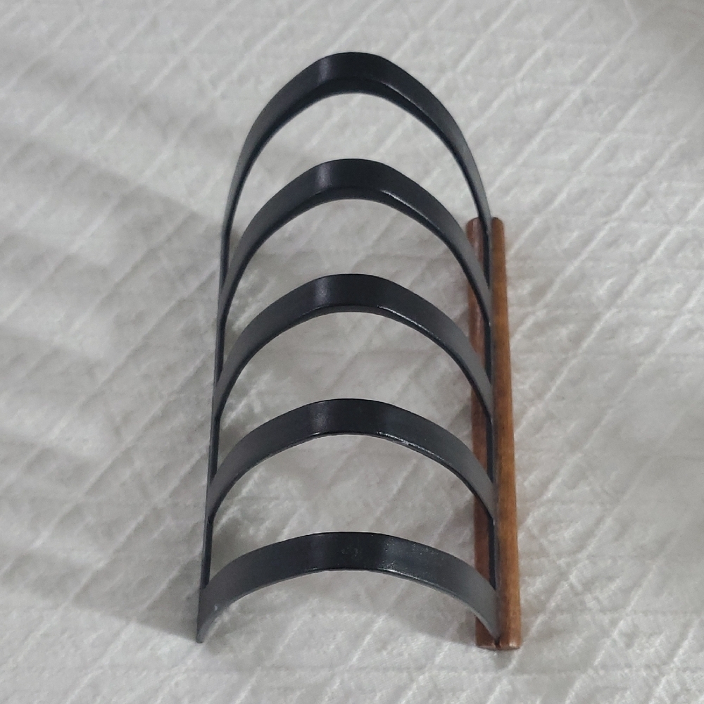 FREE with Purchase- 90s Black Metal and Brown Wooden Mail Holder